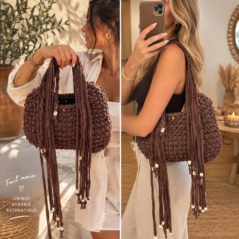 Sac Bohème à franges — Chocolat