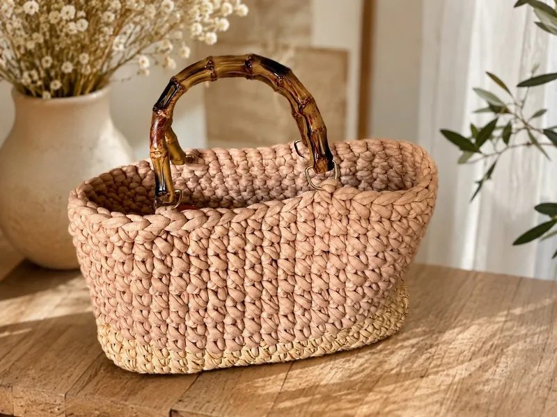 Panier Bambou — Nude & raffia